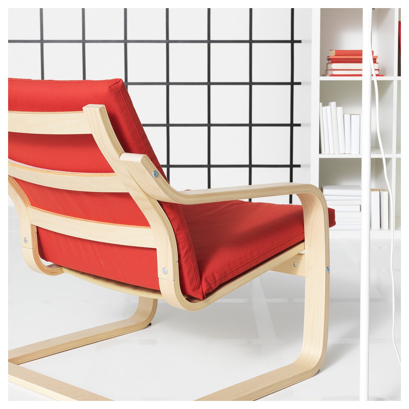 POÄNG low-back armchair, natural/beige/Vissle red - IKEA CA
