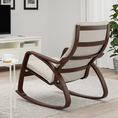 POÄNG Rocking chair, brown/Knisa light beige