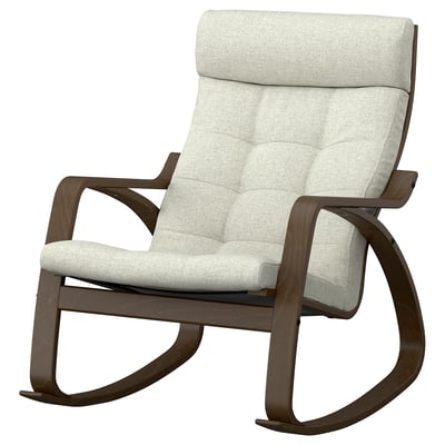 POÄNG Rocking chair, walnut effect/Gunnared beige