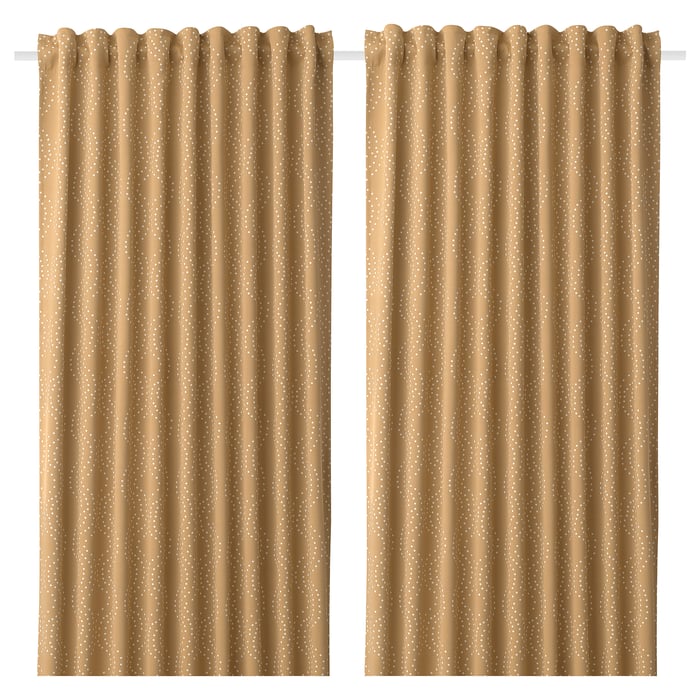 PRAKTRÖLLIKA room darkening curtains, 1 pair, beige, 145x250 cm (57x98
