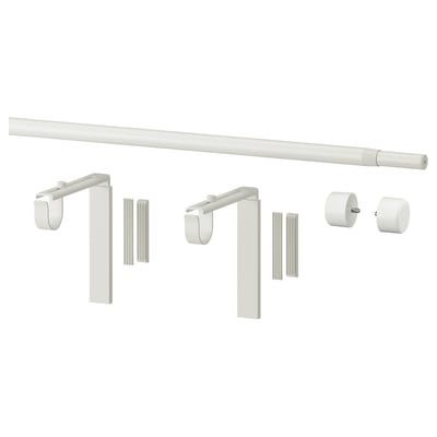 RÄCKA Curtain rod combination, with wall/ceiling brackets/with finials white, 27 ½-47 ¼ "