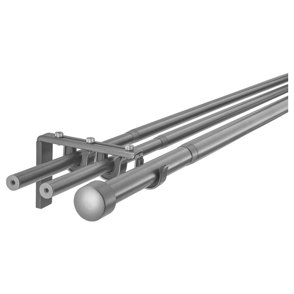 Racka Hugad Triple Curtain Rod Combination Silver Color Ikea