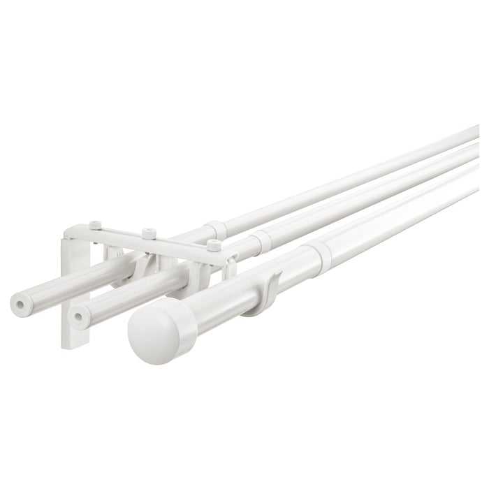 RÄCKA / HUGAD triple curtain rod combination, white, 210385 cm (825/8