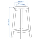 RÄVSTEN Bar stool, counter height black, 24 3/8 "