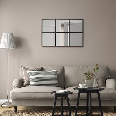 RAGGARÖN Mirror, black, 23 5/8x35 3/8 "