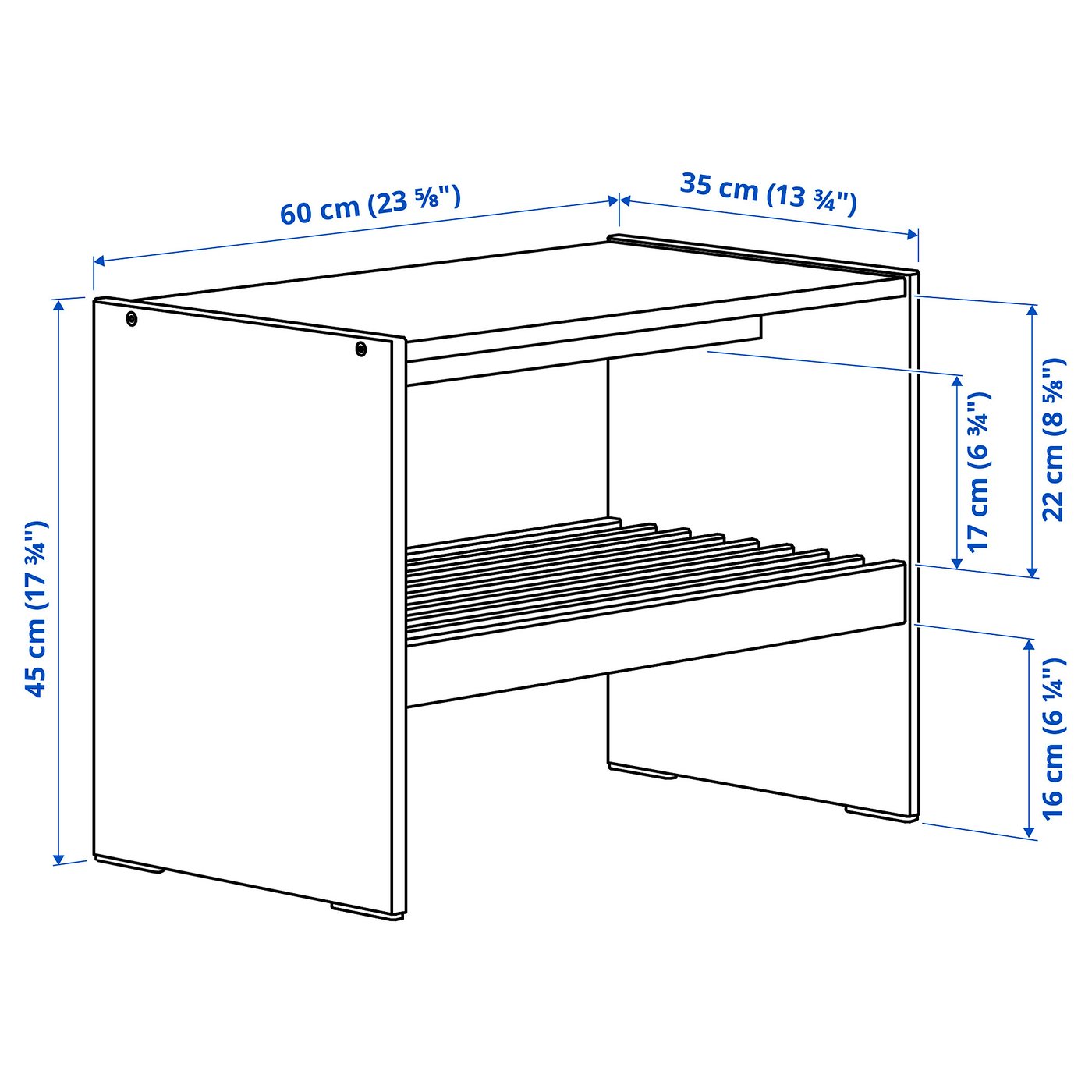 RAGGBERG bench with shoe storage, pine, 60x35x45 cm (235/8x133