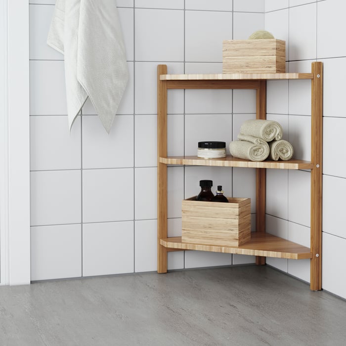 RÅGRUND sink shelf/corner shelf, bamboo, 34x60 cm (133/8x235/8") IKEA CA