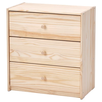 RAST 3-drawer chest, pine, 24 3/8x26 3/4 "