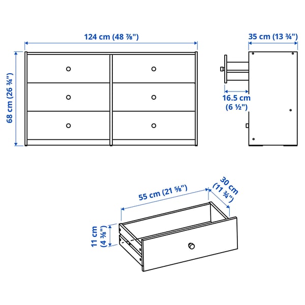 RAST 6-drawer dresser, pine, 48 7/8x26 3/4 "