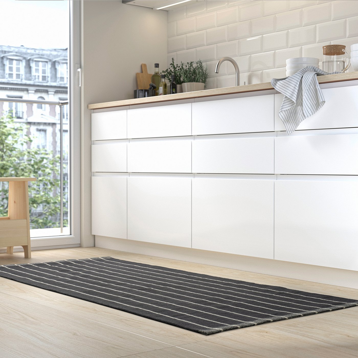RIDSTIG rug, flatwoven, gray/off-white, 80x180 cm (2'7