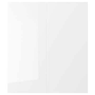 RINGHULT 2-p door/corner base cabinet set, high gloss white, 13x30 "