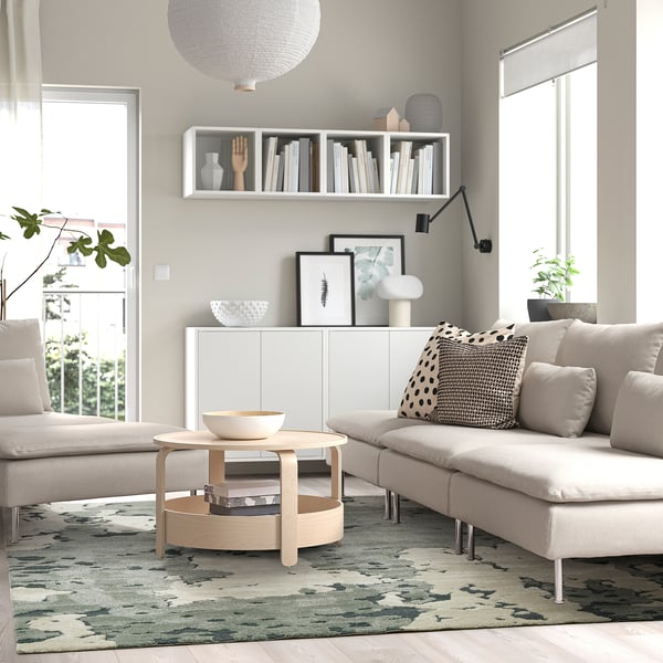 RINGKLOCKA Rug, low pile, green/off-white, 7 ' 10 "x9 ' 10 "