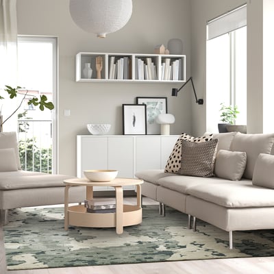 RINGKLOCKA Rug, low pile, green/off-white, 7 ' 10 "x9 ' 10 "
