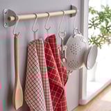 RINNIG Tea-towel, red/beige striped, 18x24 "