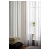 RITVA Curtains with tie-backs, 1 pair, white/with heading tape, 57x65 "