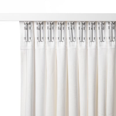 RITVA Curtains with tie-backs, 1 pair, white/with heading tape, 57x98 "