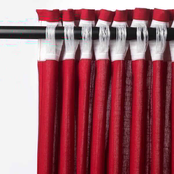 Ritva Curtains With Tie Backs 1 Pair Red Ikea