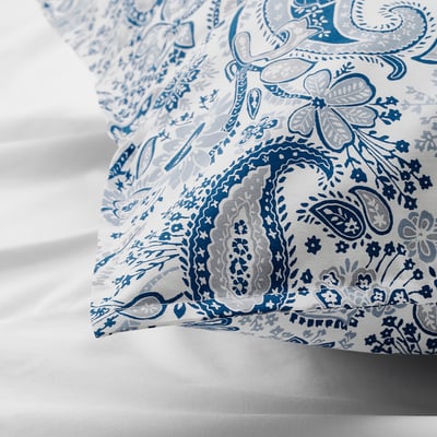 RODGERSIA Pillowcase, blue/white, Queen