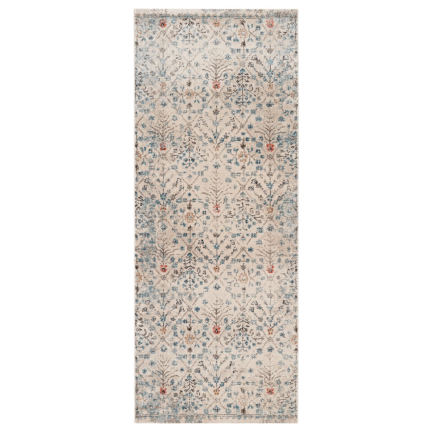 ROMDRUP Rug, low pile offwhite antique look, floral patterned