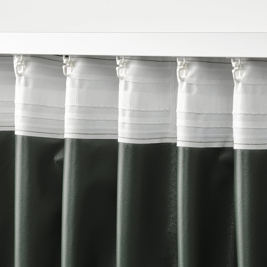 ROSENMANDEL blackout curtains, 1 pair, dark green/with heading tape ...