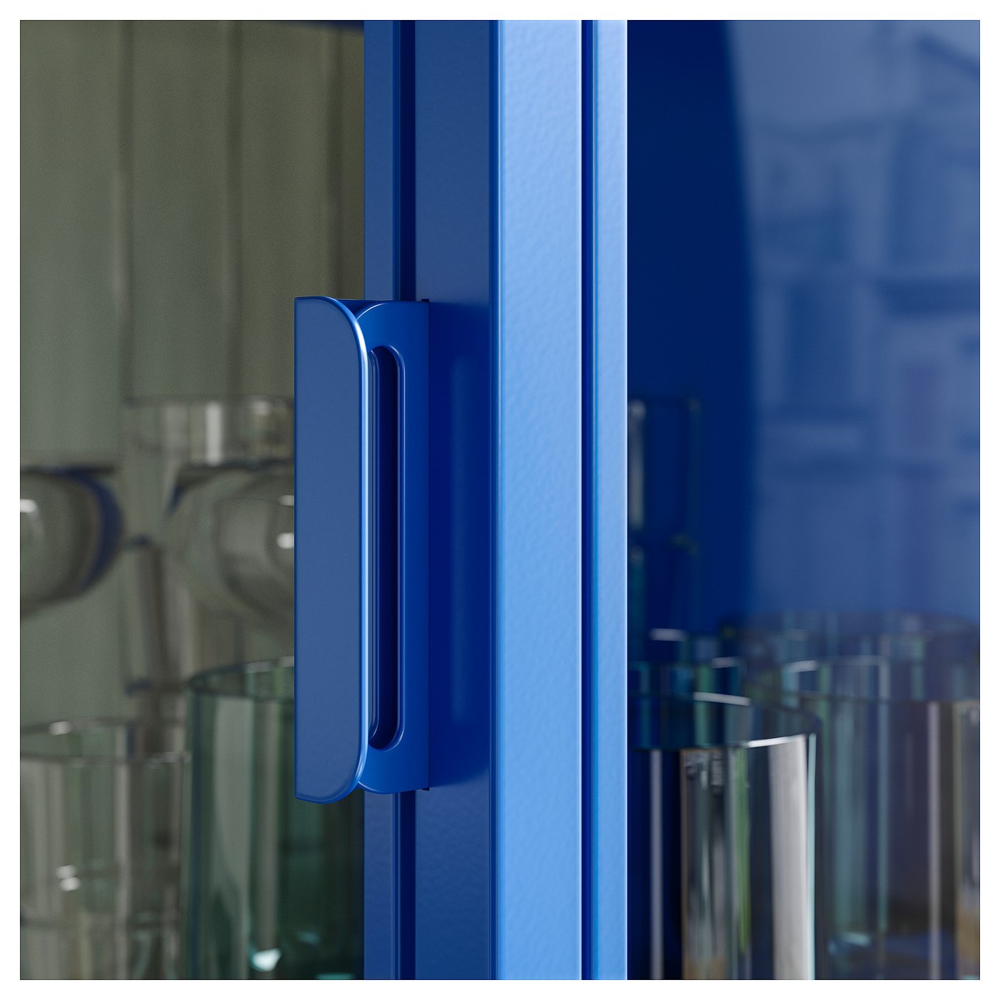 RUDSTA glass-door cabinet, blue, 42x37x155 cm (161/2x145/8x61