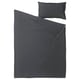 Dark grey RUNDHAGTORN bedding set: duvet and pillow, simple, rectangular, soft linen-cotton blend.
