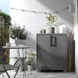 RUNMARÖ Cabinet with doors, dark gray indoor/outdoor, 31 1/2x17 3/8x39 3/8 "