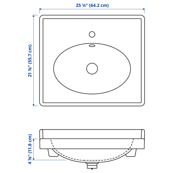 RUTSJÖN Sink, white, 25 1/4x21 7/8 "