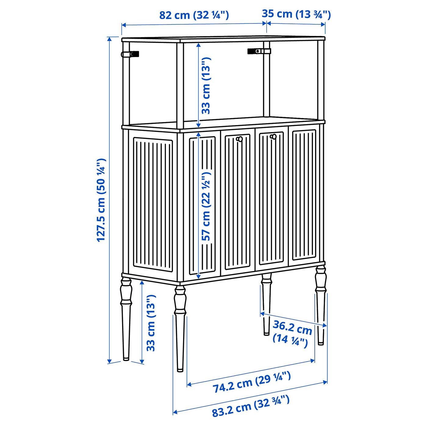 SÅGMÄSTARE cabinet, light gray-blue, 83x36x128 cm (323/4x141