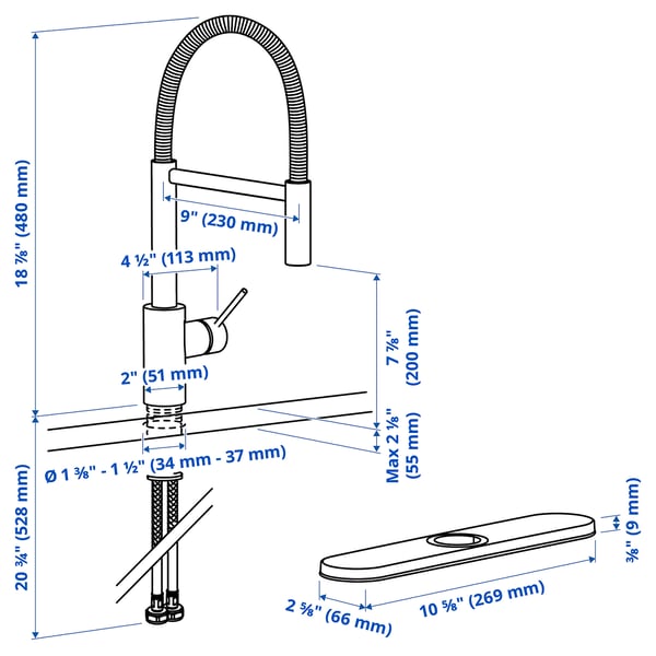 SALLSJÖN Kitchen faucet pull down w spray, black