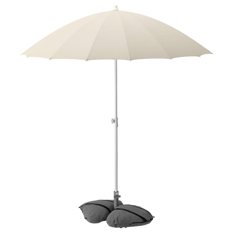SAMSÖ / IGGÖN patio umbrella with base, tilting beige/dark gray, 200 cm ...