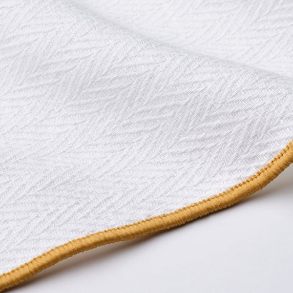 SANDABBORRE Tea-towel, white/dark yellow, 20x20 "