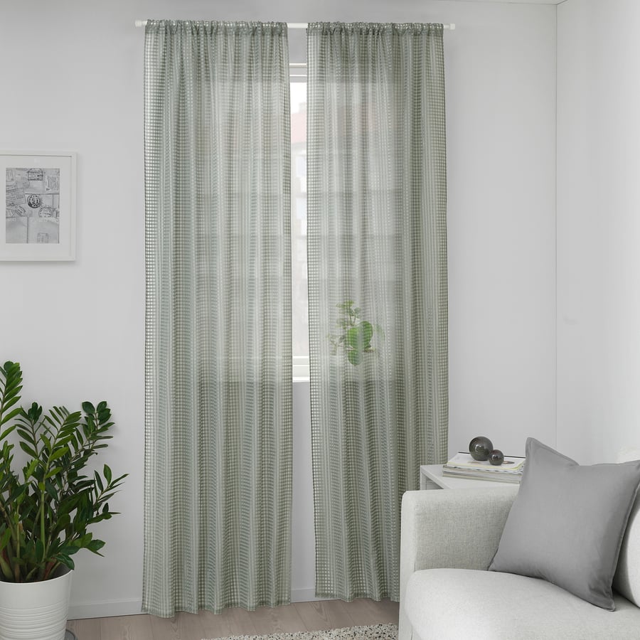 SANDDÅDRA sheer curtains, 1 pair, green, 145x250 cm (57x98") - IKEA CA