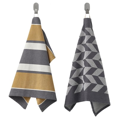 SANDVIVA Tea-towel, yellow/gray, 18x24 "