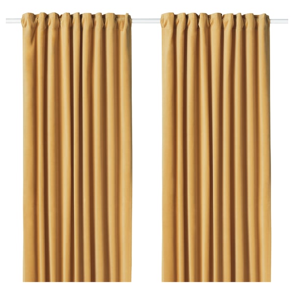 Sanela Room Darkening Curtains 1 Pair Golden Brown Ikea
