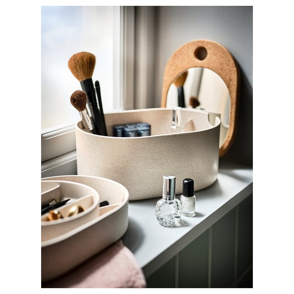 storage box with mirrored lid, plastic cork, 24x17 cm (9 ½x6 ¾