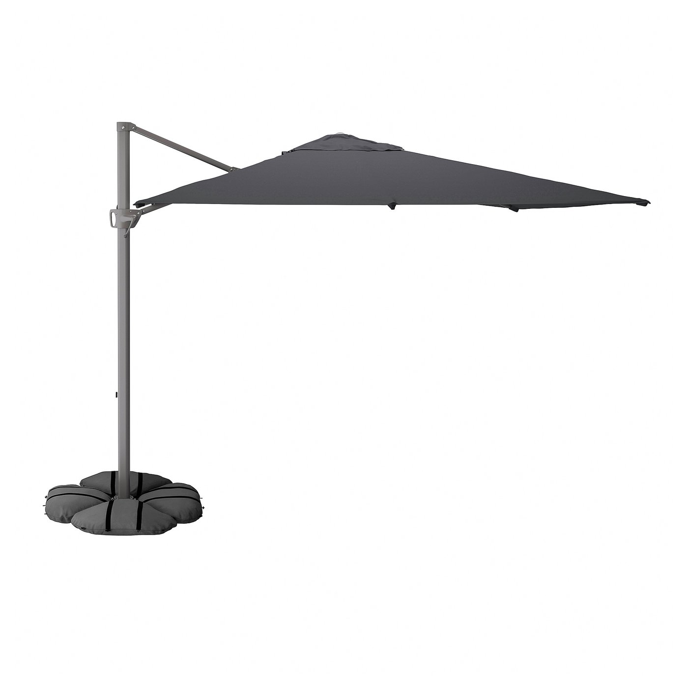 SEGLARÖ / IGGÖN Offset patio umbrella with base, anthracite/dark