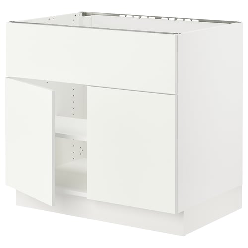 SEKTION white kitchen cabinet, modern design, adjustable shelves, sleek finish.