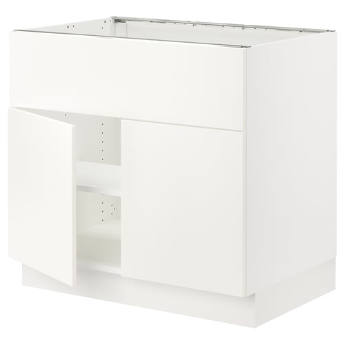 SEKTION white kitchen cabinet, minimalist design, smooth surfaces, square shape.