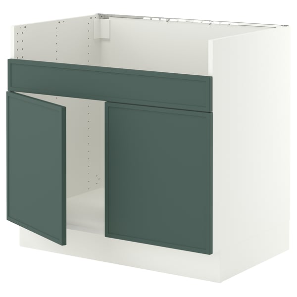SEKTION Base cab f HAVSEN double bowl sink, white/Aspudden dark gray-green, 36x24x30 "