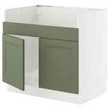 SEKTION Base cab f HAVSEN double bowl sink, white/Axstad gray-green, 36x24x30 "
