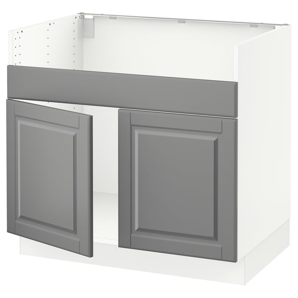 SEKTION Base cab f HAVSEN double bowl sink, white/Bodbyn gray, 36x24x30 "