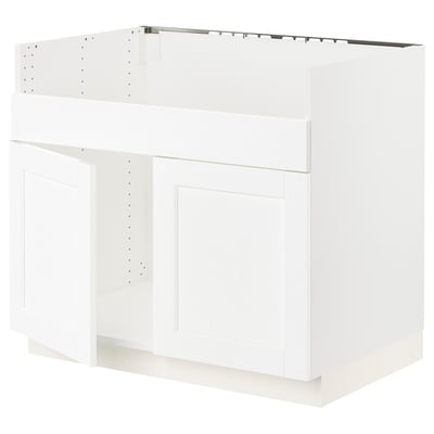 SEKTION Base cab f HAVSEN double bowl sink, white Enköping/white wood effect, 36x24x30 "