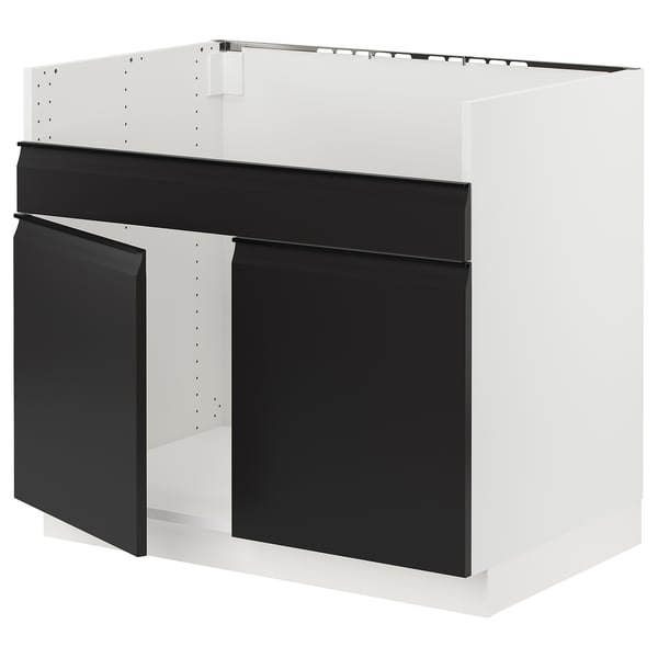 SEKTION Base cab f HAVSEN double bowl sink, white/Upplöv matt anthracite, 36x24x30 "