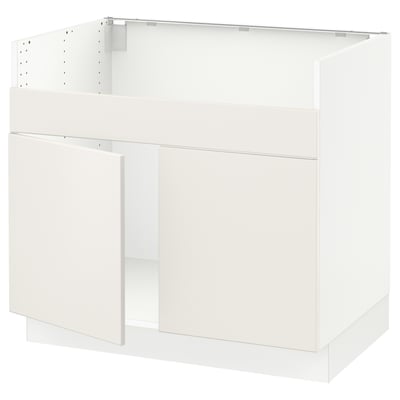 SEKTION Base cab f HAVSEN double bowl sink, white/Veddinge white, 36x24x30 "
