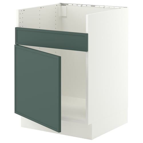 SEKTION Base cab f HAVSEN single bowl sink, white/Aspudden dark gray-green, 24x24x30 "