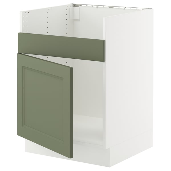 SEKTION Base cab f HAVSEN single bowl sink, white/Axstad gray-green, 24x24x30 "
