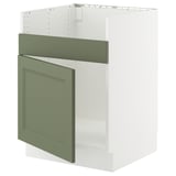 SEKTION Base cab f HAVSEN single bowl sink, white/Axstad gray-green, 24x24x30 "
