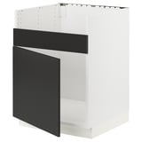 SEKTION Base cab f HAVSEN single bowl sink, white/Nickebo matt anthracite, 24x24x30 "