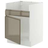 SEKTION Base cab f HAVSEN single bowl sink, white/Voxtorp high-gloss dark grey-brown, 24x24x30 "